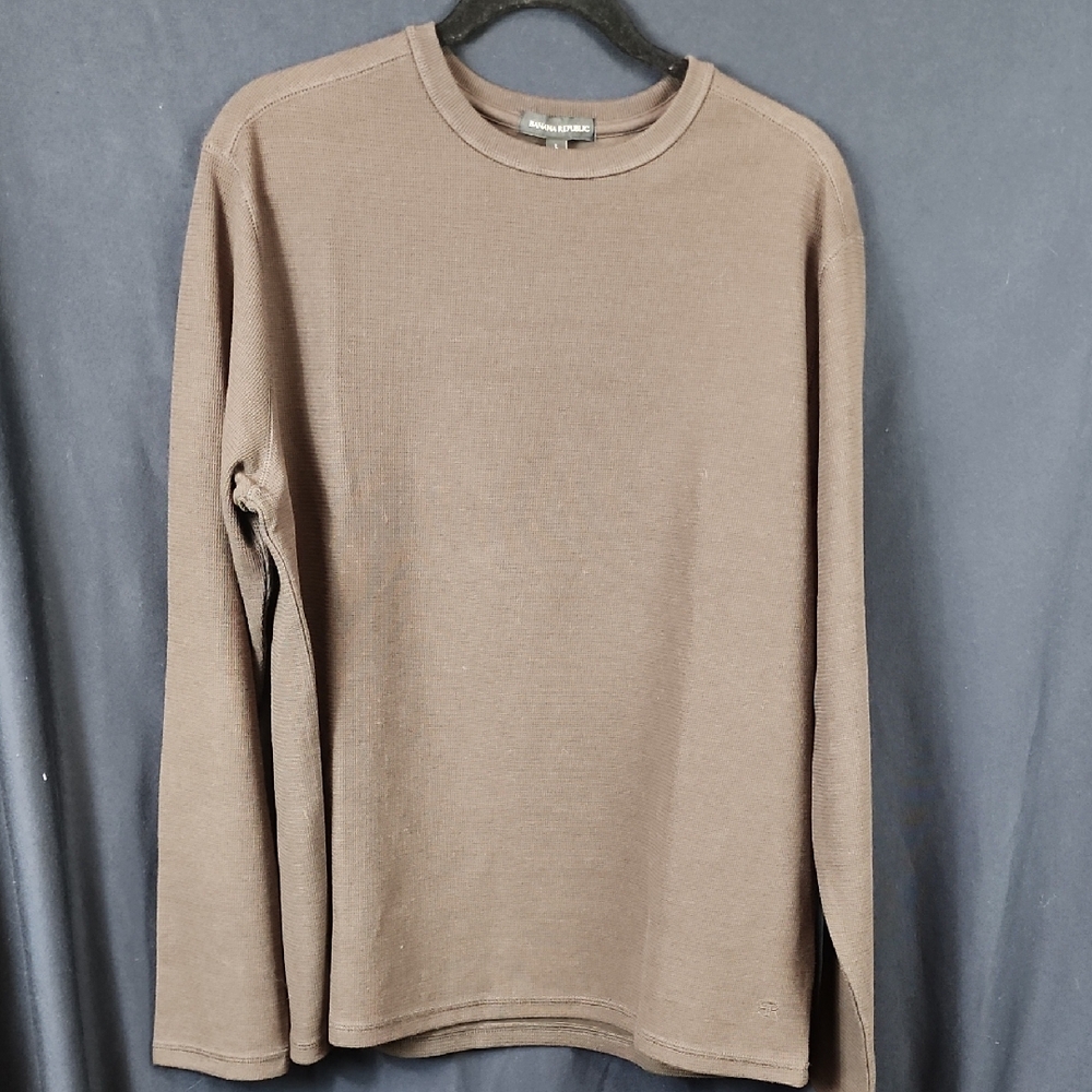 Men's Banana Republic Dark Brown Long Sleeve  Double Knit  New With Tags Size L